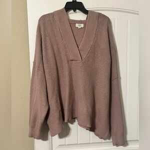 Aerie Hooded V-neck waffle sweater